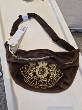 Juicy Couture Brown Velour Logo Belt Bag X STONEY CREEK COLLAB
